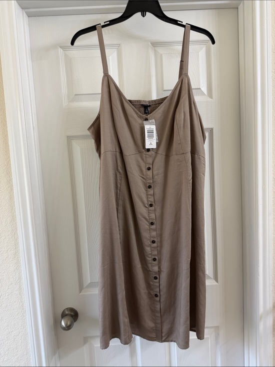 torrid Dresses & Skirts - Torrid Natural Beige Mini Linen Button-Up Dress